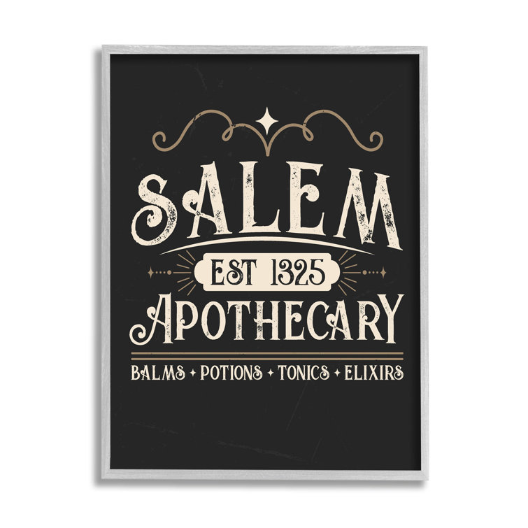 Salem Apothecary Vintage Sign Framed On Wood by Angela Nickeas Textual Art